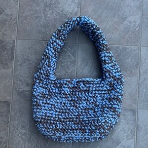 Blue and Dark Grey Handmade Crochet Women's Bag